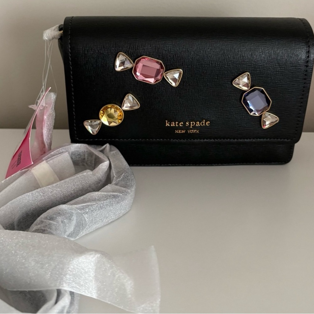 Kate Spade Black Clutch with Jewel Accents Authentic